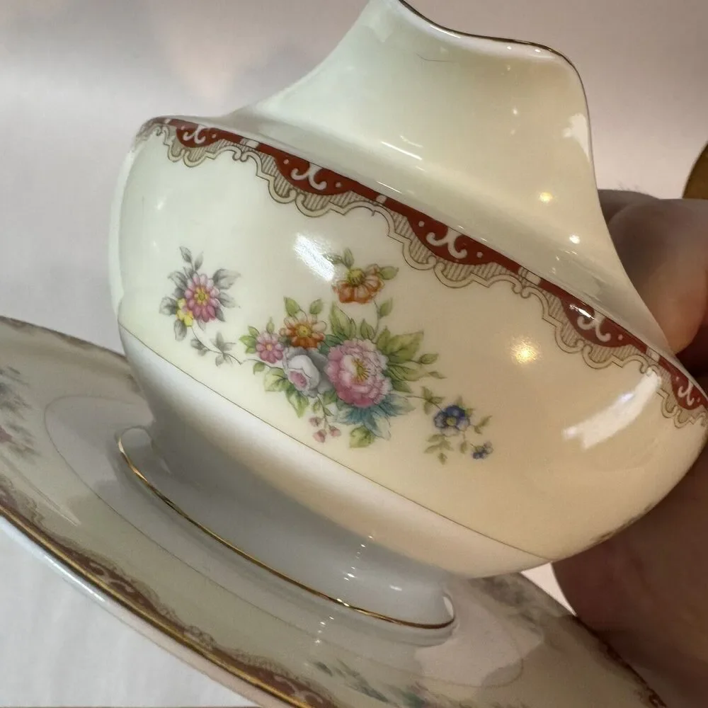 Royal Embassy China Gravy Boat Attached Under Plate‎ RUTLAND Japan